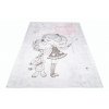 Dětský kusový koberec vhodný k praní BAMBINO 2231 Holčička Medvídek protiskluzový krémový šedý