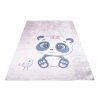 Dětský kusový koberec vhodný k praní BAMBINO 2743 Medvídek Ptáček protiskluzový fialový