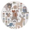 Kulatý dětský koberec BONO 8425 Sova Jelen Medvěd Liška pratelný krémový hnědý