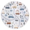 Kulatý dětský koberec BONO 8436 Autíčka Uličky Stromy pratelný krémový světle šedý