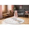 Kulatý dětský koberec BONO 9614 Medvídek Balónky krémový světle šedý1