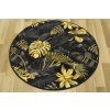 Kulatý koberec Monstera listy palmy černý zlatý