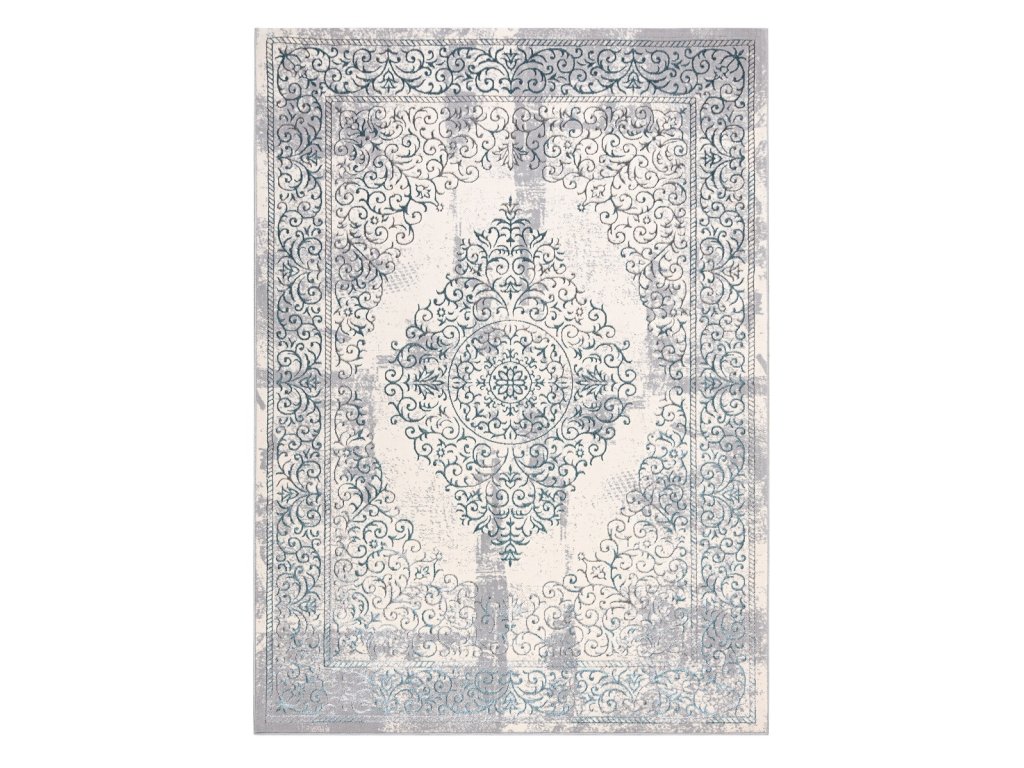 Moderní kusový koberec Core W7161 Vintage rosette blue/cream and greymodrá | modrá