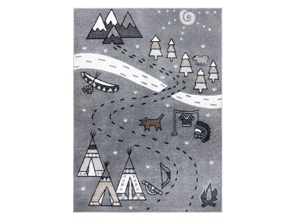 Dětský kusový koberec Fun Indian greyšedá | šedá