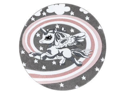 Dětský kusový koberec Petit Pony grey kruhrůžová | růžová