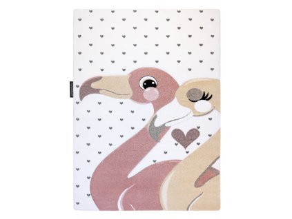 Dětský kusový koberec Petit Flamingos hearts creamrůžová | růžová