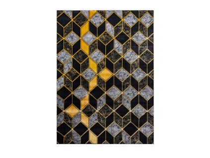Moderní kusový koberec Gloss 400B 86 3D geometric black/goldvícebarevná | vícebarevná