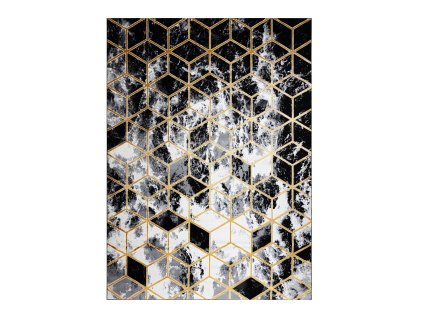 Moderní kusový koberec Gloss 409A 82 3D cubes black/gold/greyvícebarevná | vícebarevná
