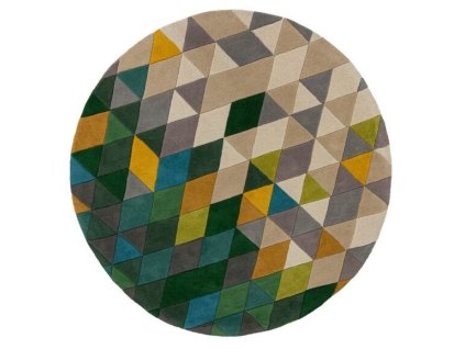 Ručně všívaný kusový koberec Illusion Prism Green/Multi kruh | vícebarevná