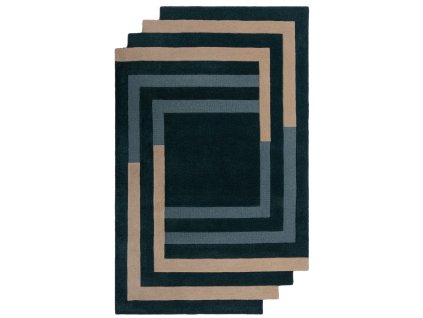 Ručně všívaný kusový koberec Abstract Labyrinth Shaped Blue