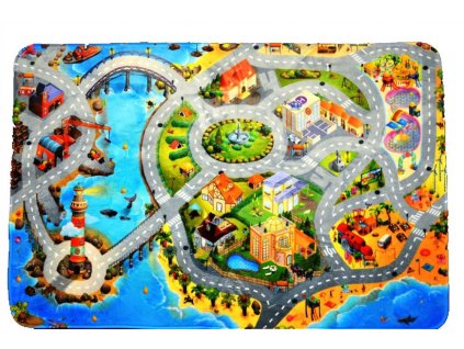 Protiskluzový kusový koberec Ultra Soft Město s pláží (Typ 70x95)