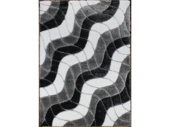 48959 chlupaty kusovy koberec seher 3d 2616 black grey