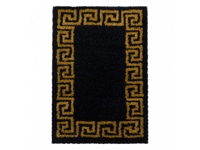 Moderní kusový koberec Hera Shaggy 3301 gold | Černá