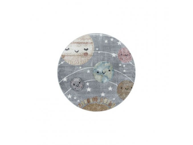 Dětský kusový koberec Funny 2105 grey kruh | Šedá