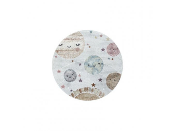 Dětský kusový koberec Funny 2105 white kruh | Bílá