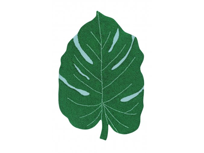 Bio koberec kusový, ručně tkaný Monstera Leaf | Zelená