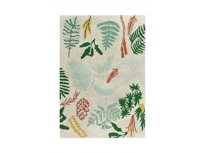 Bio koberec kusový, ručně tkaný Botanic Plants | Vícebarevná
