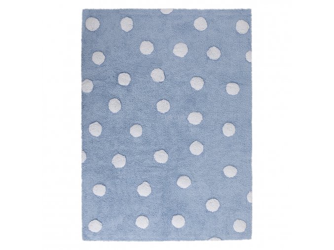 Bio koberec kusový, ručně tkaný Polka Dots Blue-White | Modrá