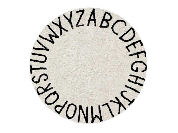 Bio koberec kusový, ručně tkaný Round ABC Natural-Black | Bílá