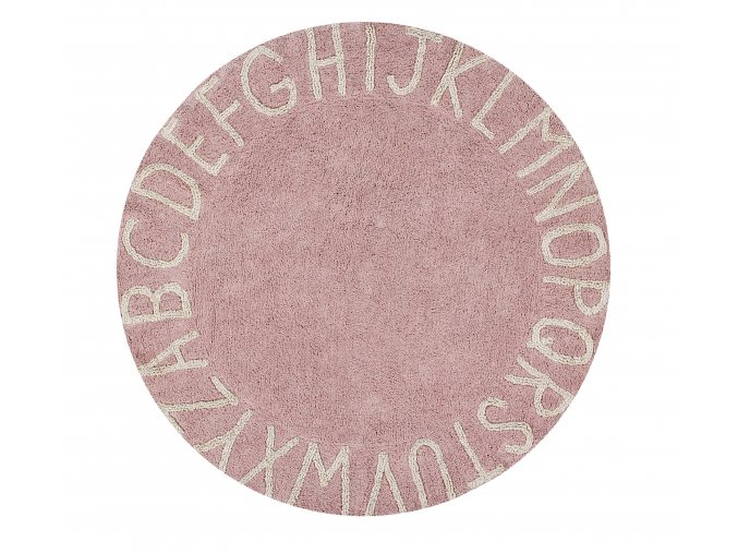 Bio koberec kusový, ručně tkaný Round ABC Vintage Nude-Natural | Růžová