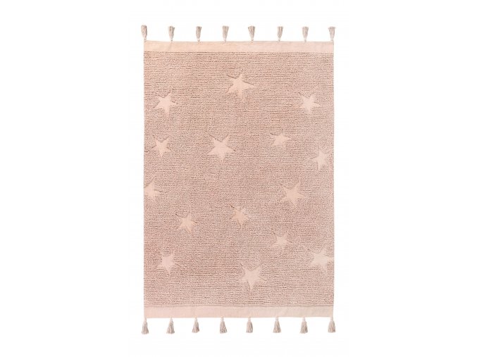 Bio koberec kusový, ručně tkaný Hippy Stars Vintage Nude | Růžová