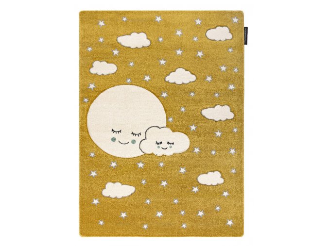 Dětský kusový koberec Petit Moon with clouds goldžlutá | žlutá