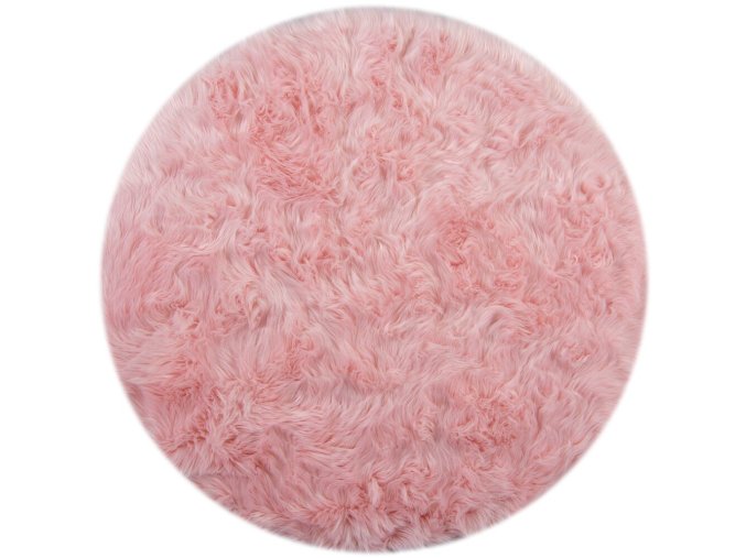 Kusový koberec Faux Fur Sheepskin Pink kruh | růžová