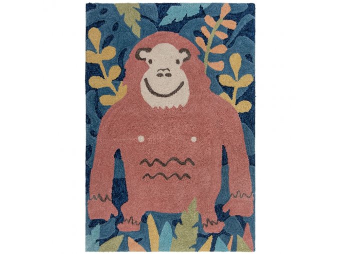 Kusový koberec Zest Kids Jungle Monkey Brown/Multi | vícebarevná