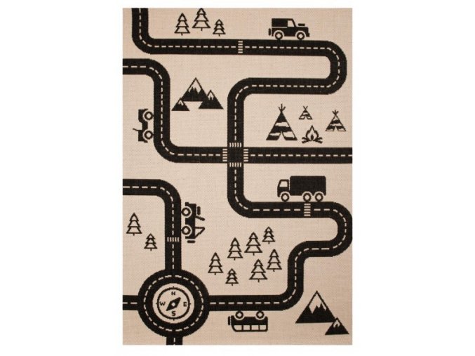 Dětský kusový koberec Vini 103024 Road Map Charly 120x170 cm | béžová