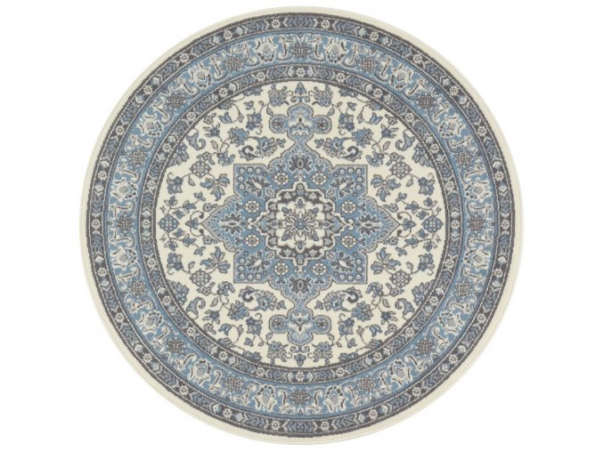 Kruhový koberec Mirkan 104442 Cream/Skyblue | modrá