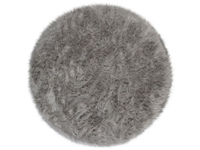 Kusový koberec Faux Fur Sheepskin Grey kruh