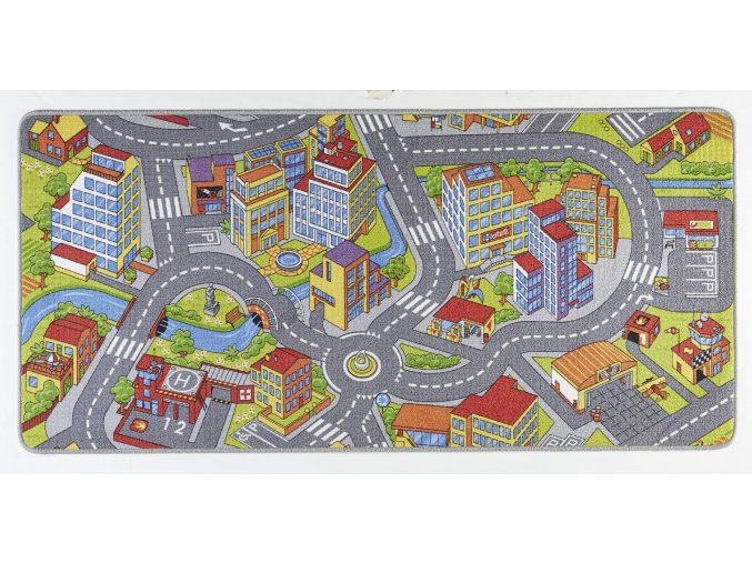 Dětský kusový koberec Play 102379 (silnice) | Vícebarevná