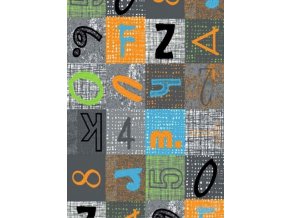 Dětský metrážový koberec Alphabet 129 šedá - šíře 4 m