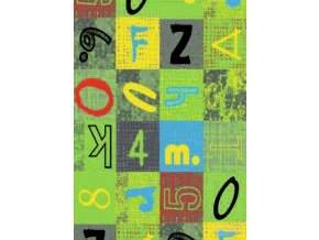 Dětský metrážový koberec Alphabet 212 zelená - šíře 4 m