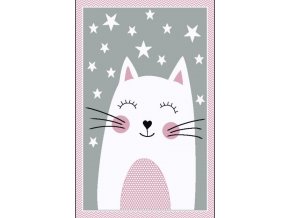 Dětský kusový koberec Kiddo Kočička F0132 Pink | růžová