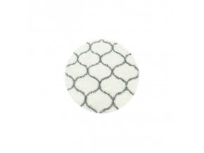 Moderní kusový koberec Salsa Shaggy 3201 cream kruh | Bílá