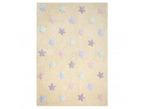 Bio koberec kusový, ručně tkaný Tricolor Stars Vanilla | Vícebarevná
