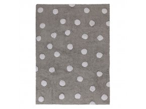 Bio koberec kusový, ručně tkaný Polka Dots Grey-White | Šedá