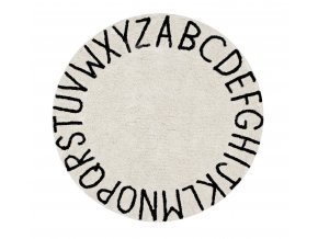 Bio koberec kusový, ručně tkaný Round ABC Natural-Black | Bílá