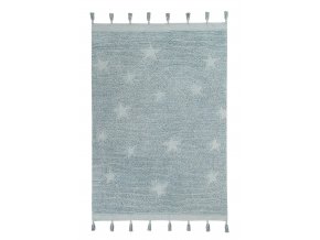 Bio koberec kusový, ručně tkaný Hippy Stars Aqua Blue | Modrá
