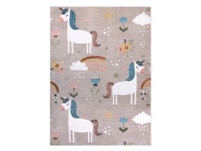 Dětský kusový koberec Fun Unicorn with rainbow beigevícebarevná, béžová | vícebarevná, béžová