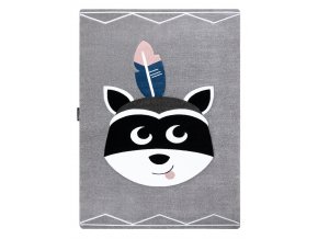 Dětský kusový koberec Petit Raccoon mukki greyšedá | šedá