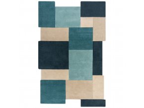 Kusový koberec Abstract Collage Teal | vícebarevná