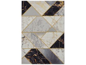 Moderní kusový koberec Flair 105610 Noble Black Grey Gold | Žlutá