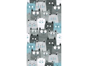 Dětský kusový koberec Kiddo Kočky A1079 Blue | modrá