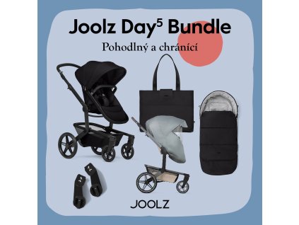 Kombinovaný kočárek JOOLZ Day5 BUNDLE SET, Space Black  + pláštěnka a adaptéry