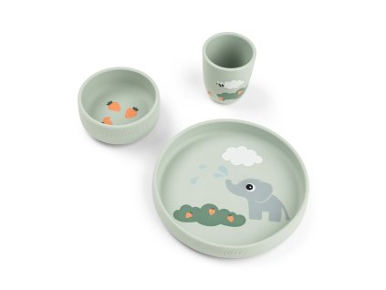 56498 silikonovy jidelni set stick stay elphee zeleny