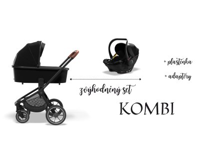 MOON kombinovaný kočárek RESEA S BASIC 2022 set KOMBI, Black