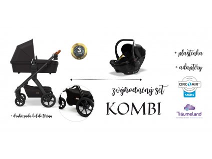 MOON kombinovaný kočárek N· ONE 2.0 2022 set KOMBI, Black