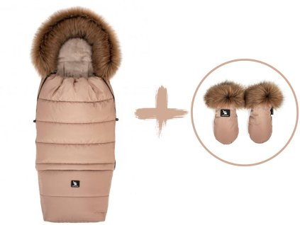 Set zimní fusak s rukavicemi COMBI YUKON 3v1, Camel, kávová